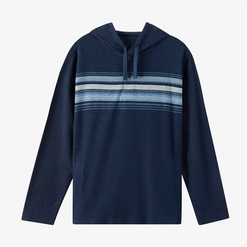 O'Neill Bavaro Block Striped Poncho Pullover Fleece Navy