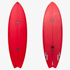 ...Lost Surfboards 6’0” Lost Round Nose Fish Twinzer 96er Red Tint