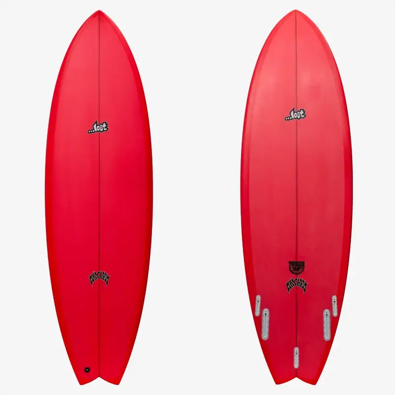 ...Lost Surfboards 6’0” Round Nose Fish Twinzer 96er Red Tint