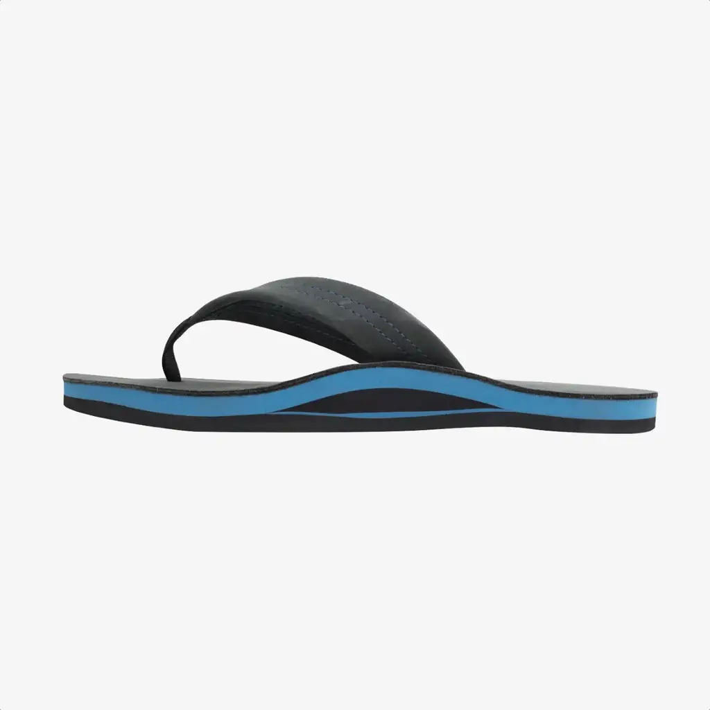 Rainbow Sandals Rainbow Sandals Men's Single Layer Premier Blues Premier Leather with Blue Midsole 1" Strap Black