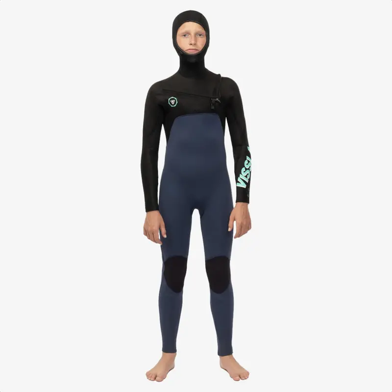 Vissla 7 Seas Boys 5/4/3 Full Hooded Chest Zip Wetsuit Dark Slate