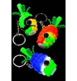 SPS Wholesale Colorful Silicone Pineapple Keychain Pipe