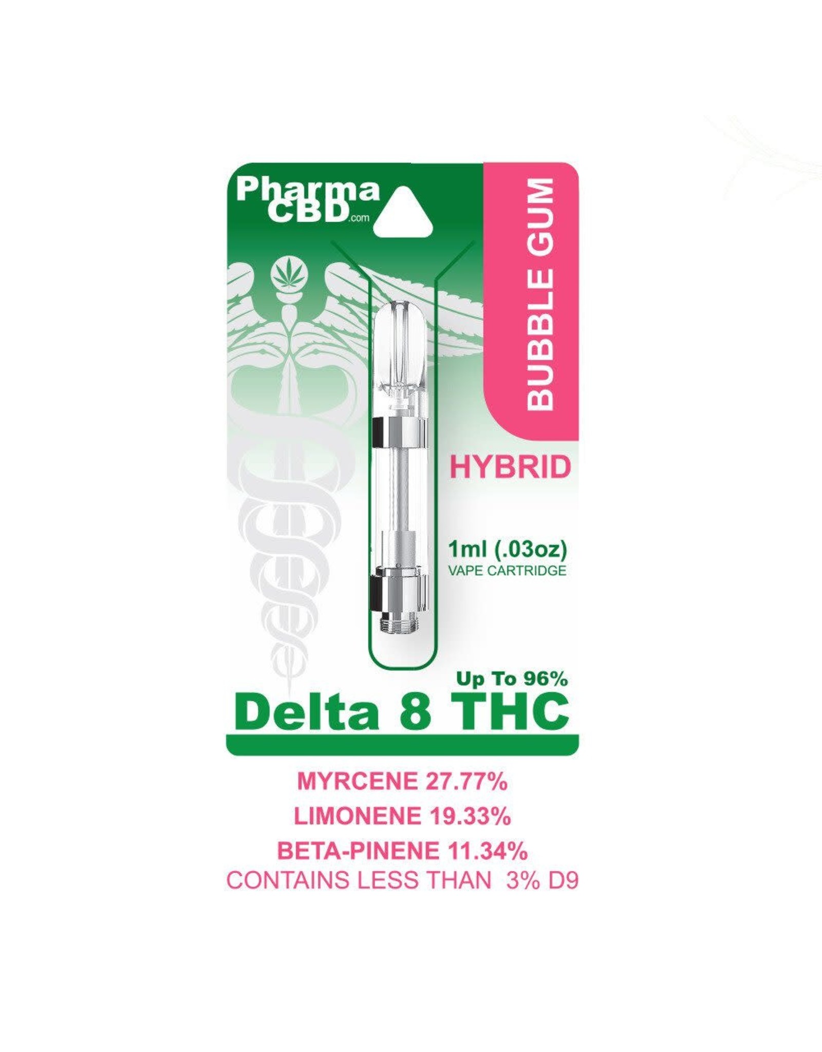 Pharma CBD Pharma CBD Delta 8- 1 Gram Cartridge- Bubble Gum
