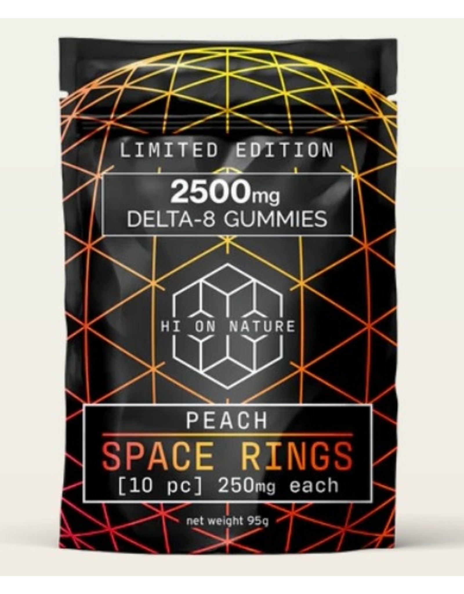 Hi On Nature PEACH  Delta 8 SPACE RINGS 2500mg