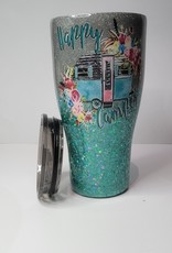 Teal and Silver Glitter Resin 30oz Camping Cup