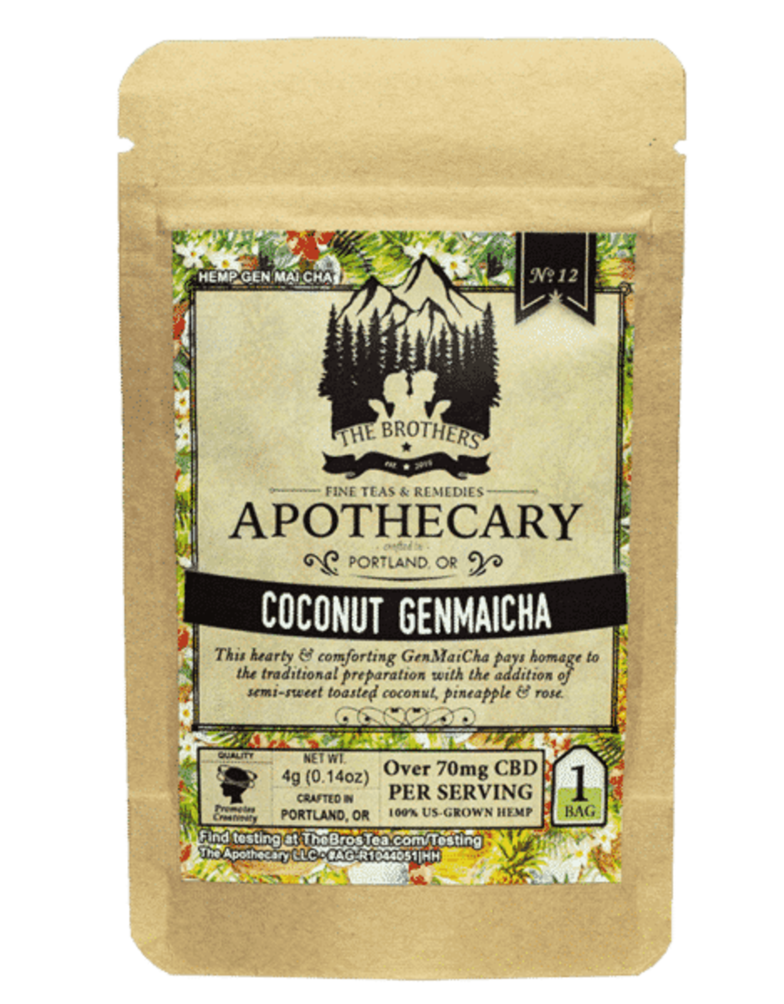 The Brothers Apothecary Coconut Genmaicha | CBD Tea CBD| Genmaicha Tea