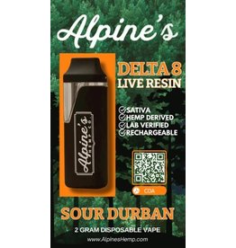 Alpine's Alpines Delta 8 Live Resin 2G Disposable- Sour Durban