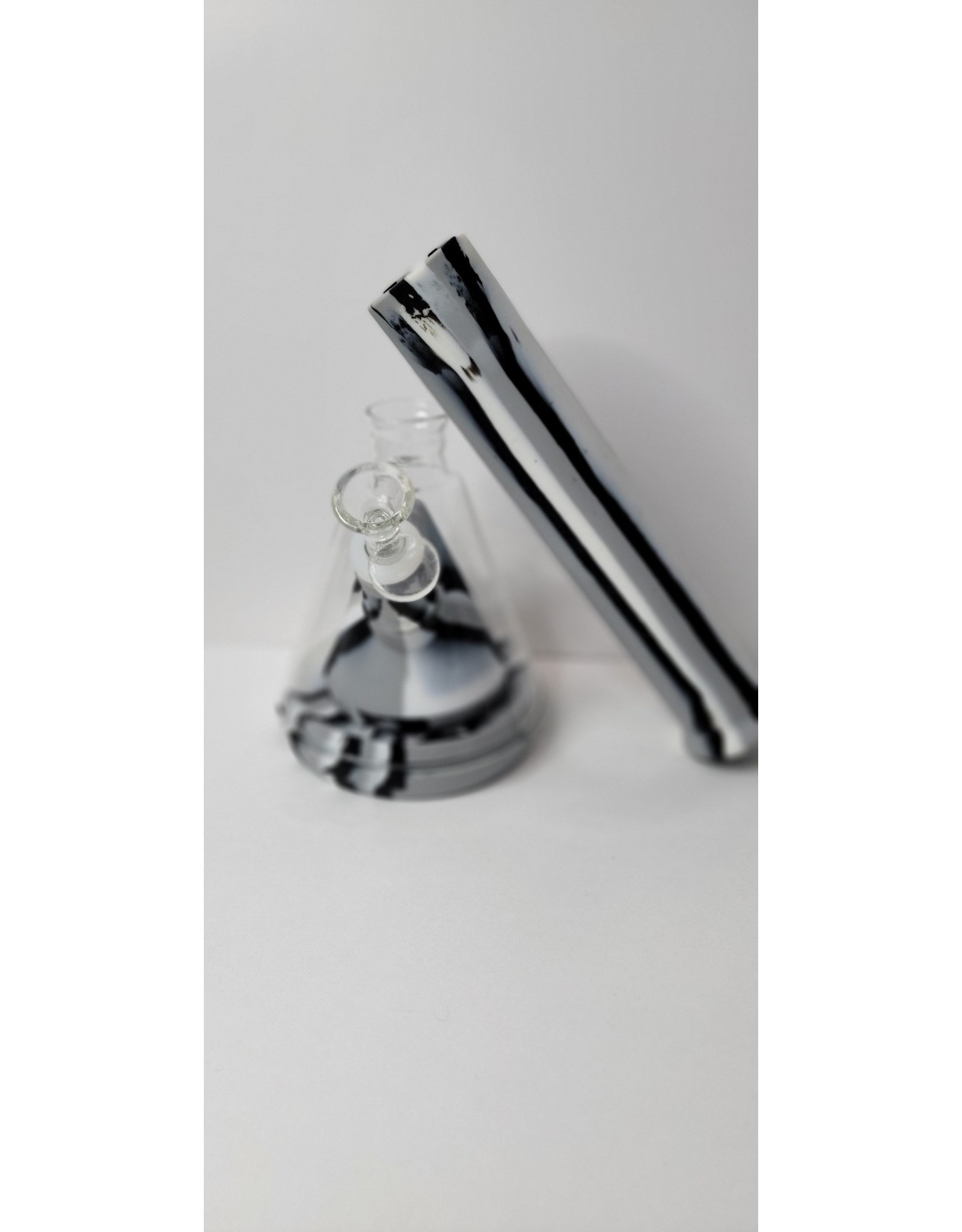 Luv Bud 14" Silicone Bong with Glass Beaker | Showerhead Perc | Black & White