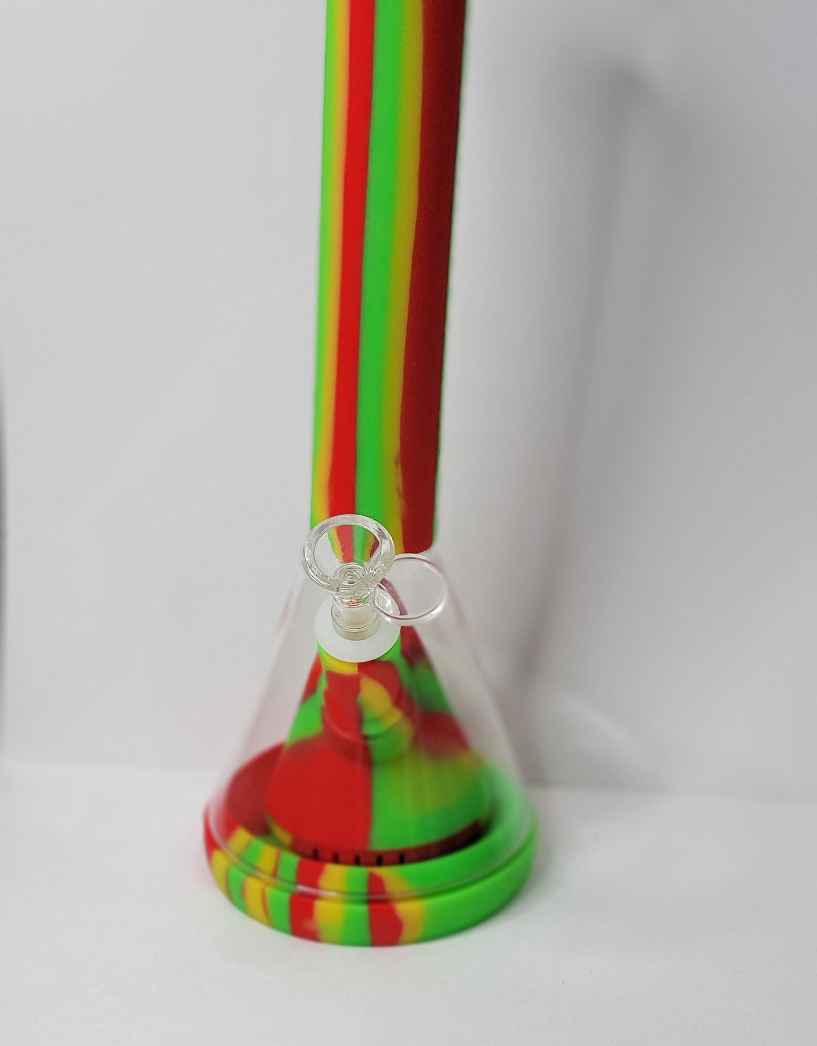 Luv Bud 14" Silicone Bong with Glass Beaker | Showerhead Perc | Rasta