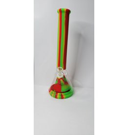 Luv Bud 14" Silicone Bong with Glass Beaker | Showerhead Perc | Rasta
