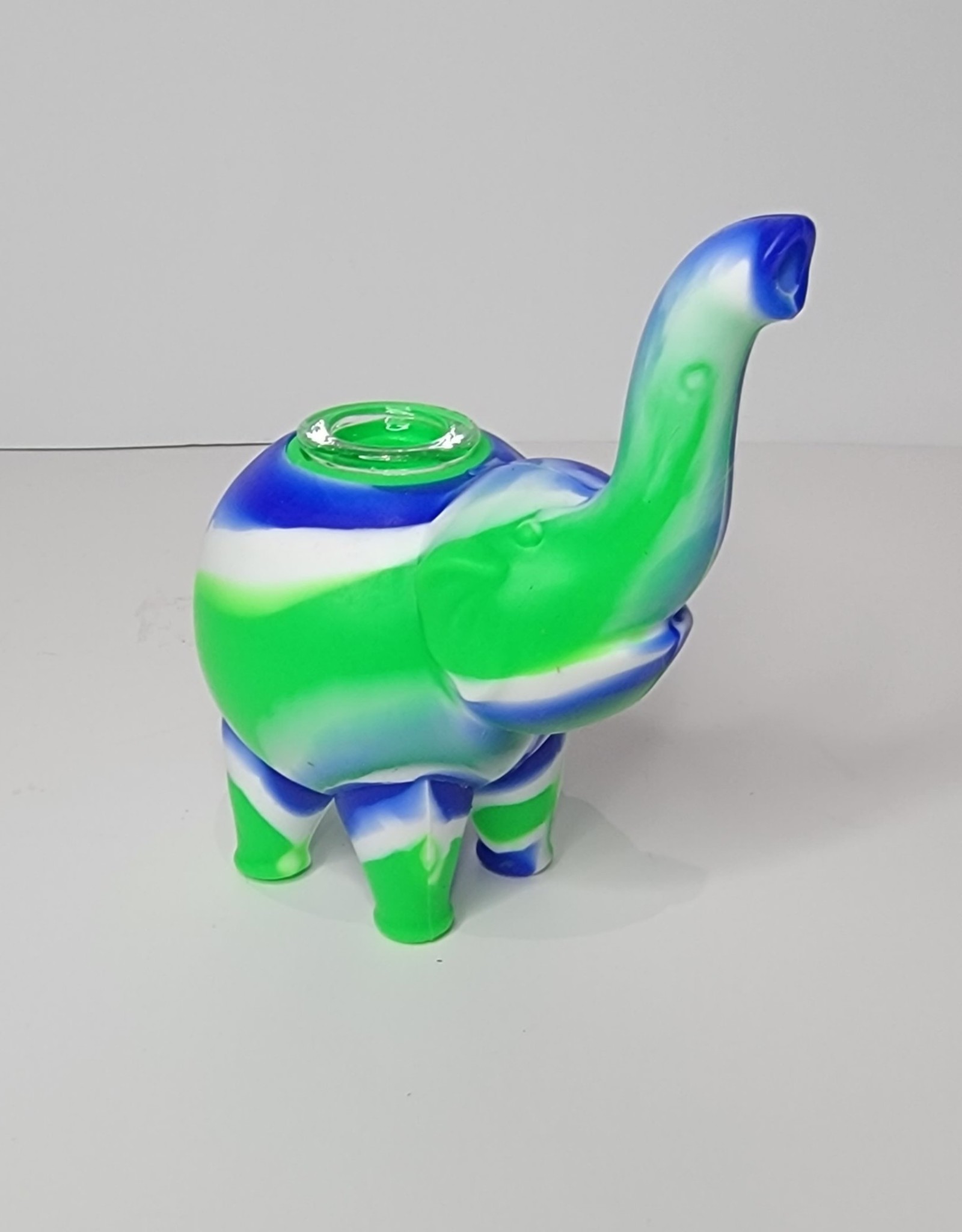 Luv Bud Silicone Elephant Hand Pipe | Green & Blue