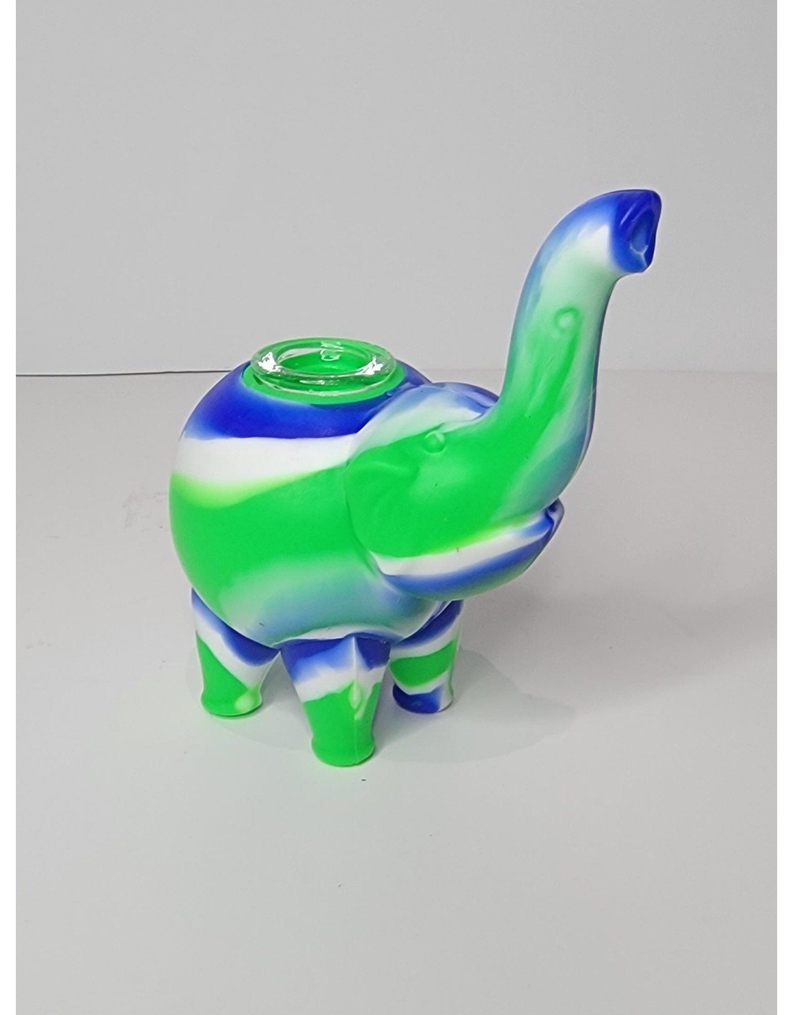 Luv Bud Silicone Elephant Hand Pipe | Green & Blue