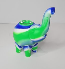 Luv Bud Silicone Elephant Hand Pipe | Green & Blue