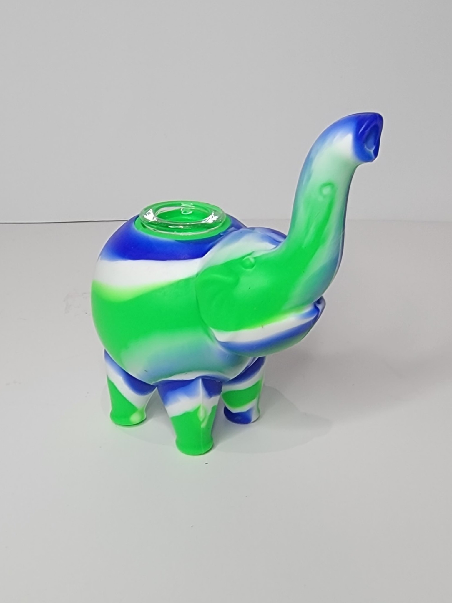 Silicone Elephant Hand Pipe Green & Blue My Hemp Life Now CBD and