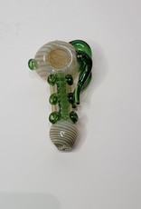 Luv Bud 5" HEAVY fumed Flute Hand Pipe | Pale White with Green