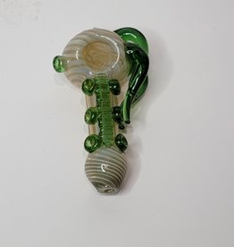 Luv Bud 5" HEAVY fumed Flute Hand Pipe | Pale White with Green