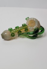 Luv Bud 5" HEAVY fumed Flute Hand Pipe | Pale White with Green