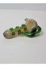 Luv Bud 5" HEAVY fumed Flute Hand Pipe | Pale White with Green