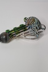 Luv Bud 5" HEAVY fumed Flute Hand Pipe | Black, Clear with Green