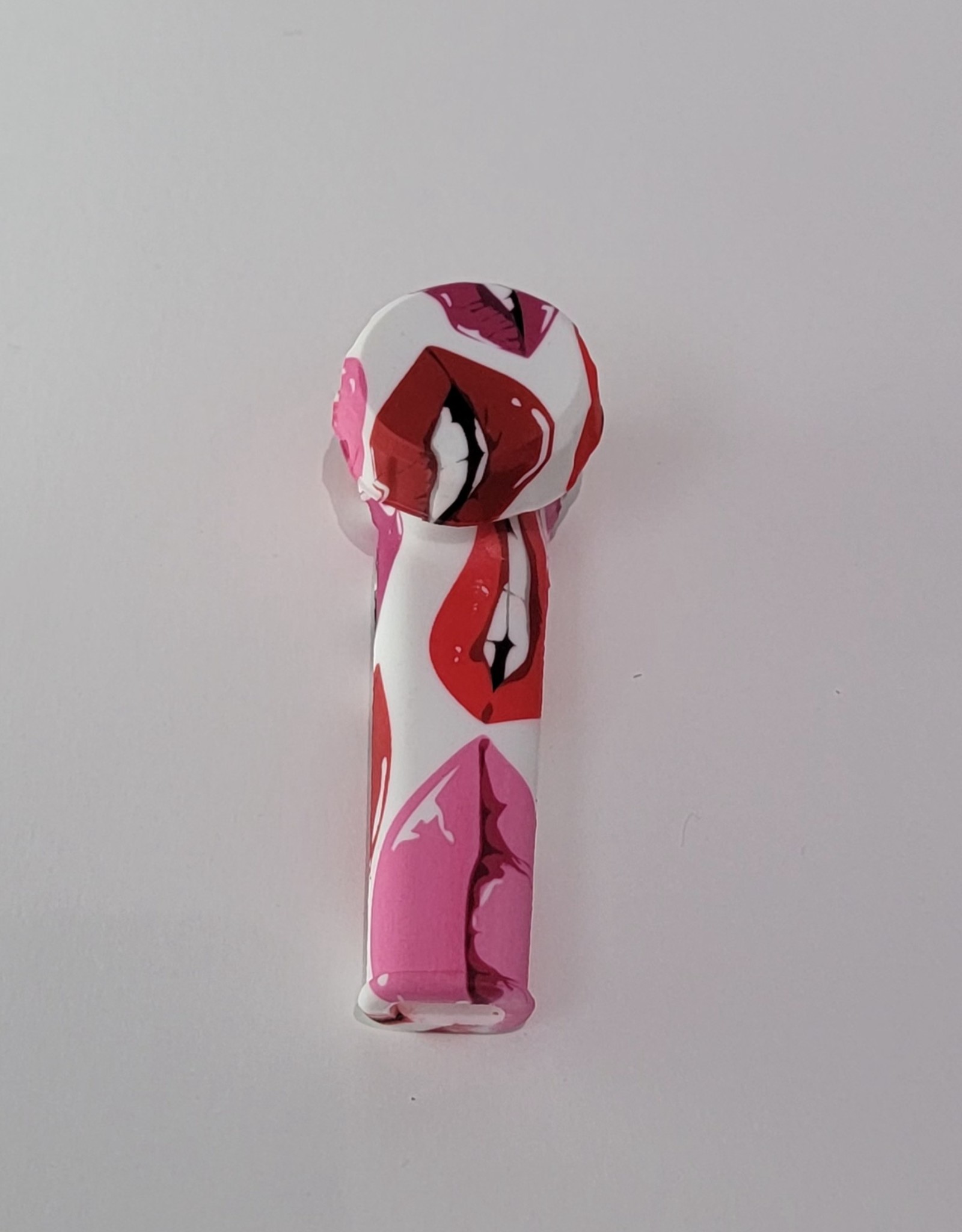 Luv Bud Little Silicone Pipe | White with Red/Pink Lips