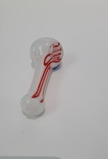 Luv Bud 4.5" Frit Pipes | White with Red Squiggles