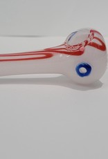 Luv Bud 4.5" Frit Pipes | White with Red Squiggles