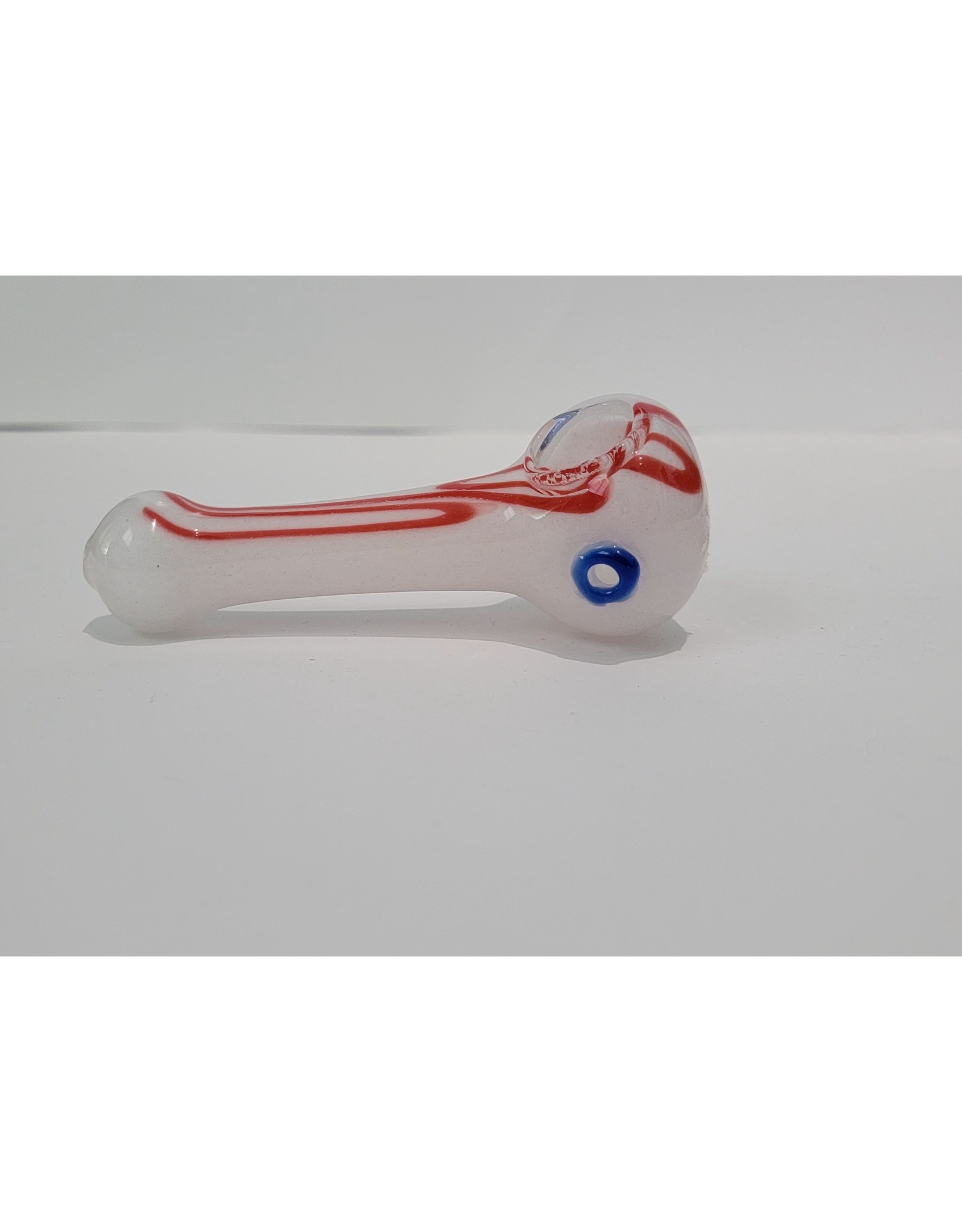 Luv Bud 4.5" Frit Pipes | White with Red Squiggles