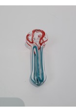 Luv Bud 4.5" Pipe- Clear with red and light blue stripes