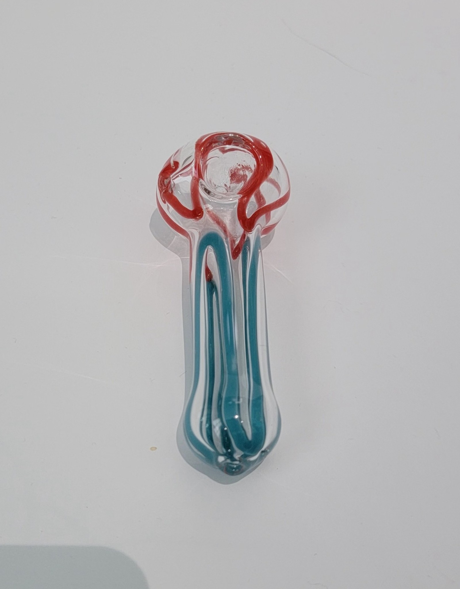 Luv Bud 4.5" Pipe- Clear with red and light blue stripes