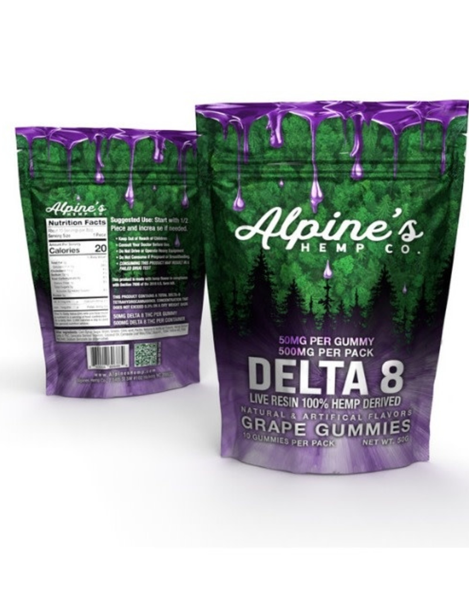 Alpine's Alpine's Delta 8 Grape Gummies 500mg| 50mg each