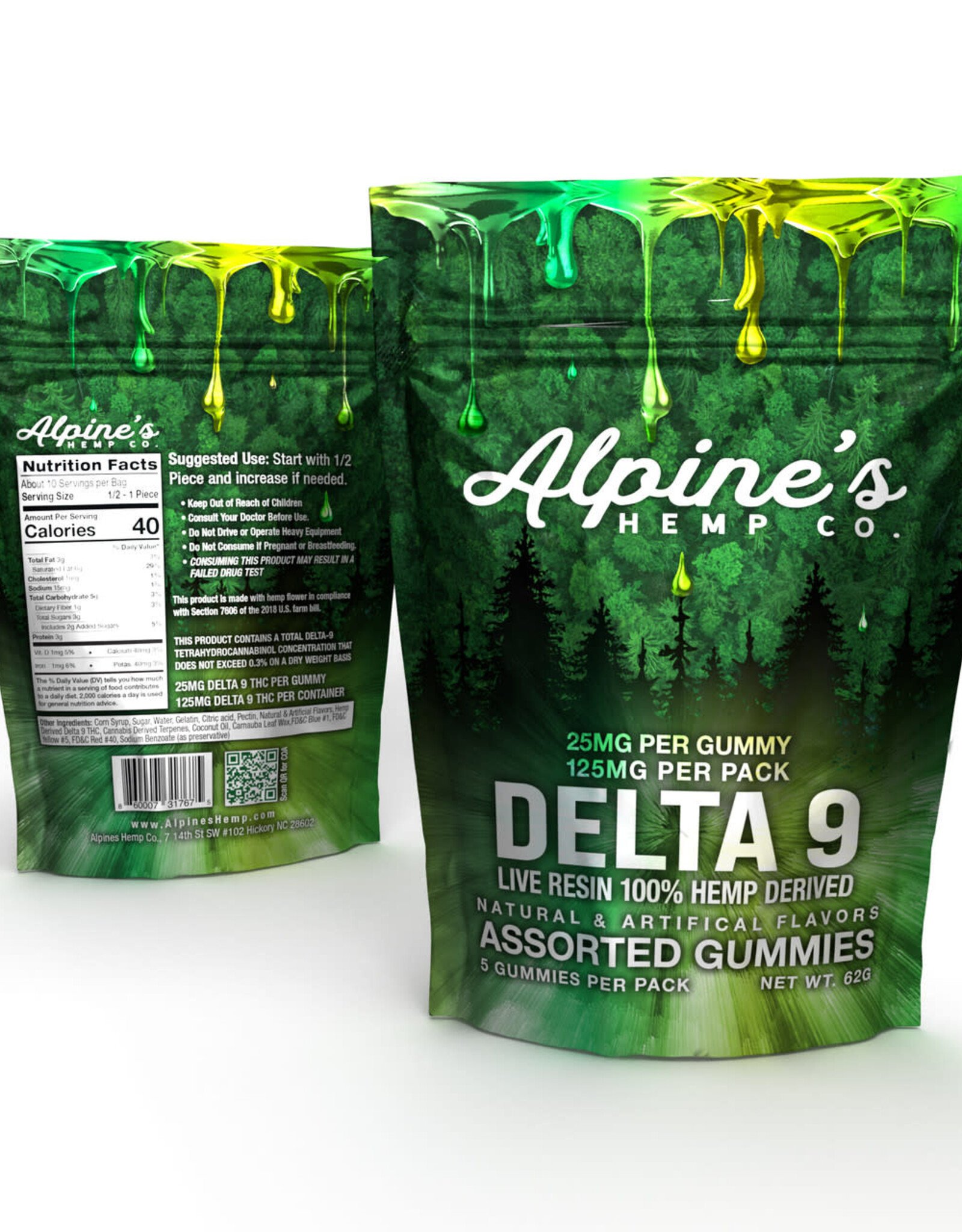 Alpine's Alpine's Delta 9 Gummies 25mg each | Assorted Flavors | 5 pack