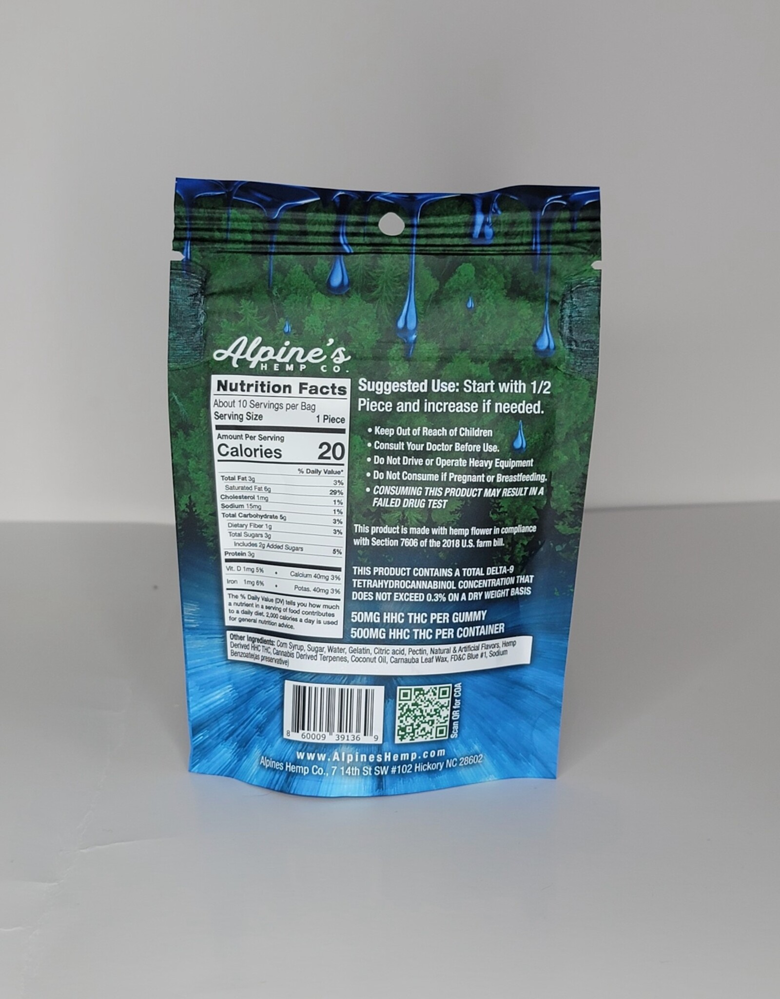 Alpine's Alpine's Blue Raspberry HHC 50mg Gummies | 10 Count