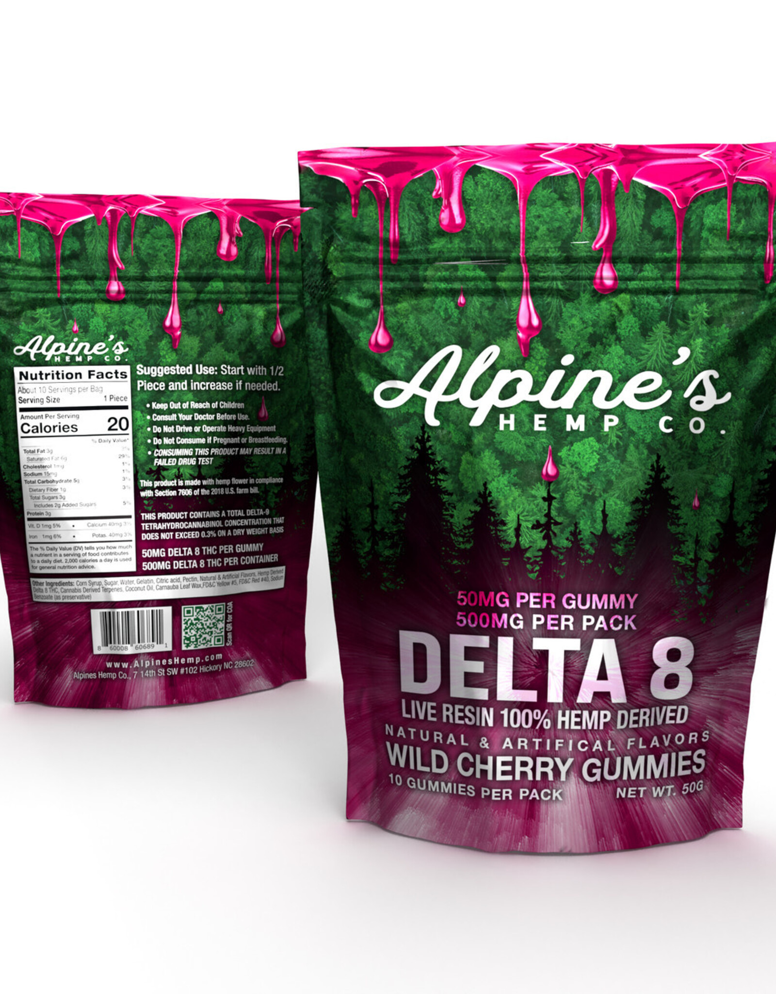 Alpine's Alpine's Delta 8 500mg Wild Cherry Gummies | 50mg each