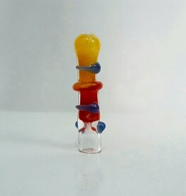 Patel Smoke 3.5" Dual Colored Mid Beads Design Glass Chillum | Yellow & Red