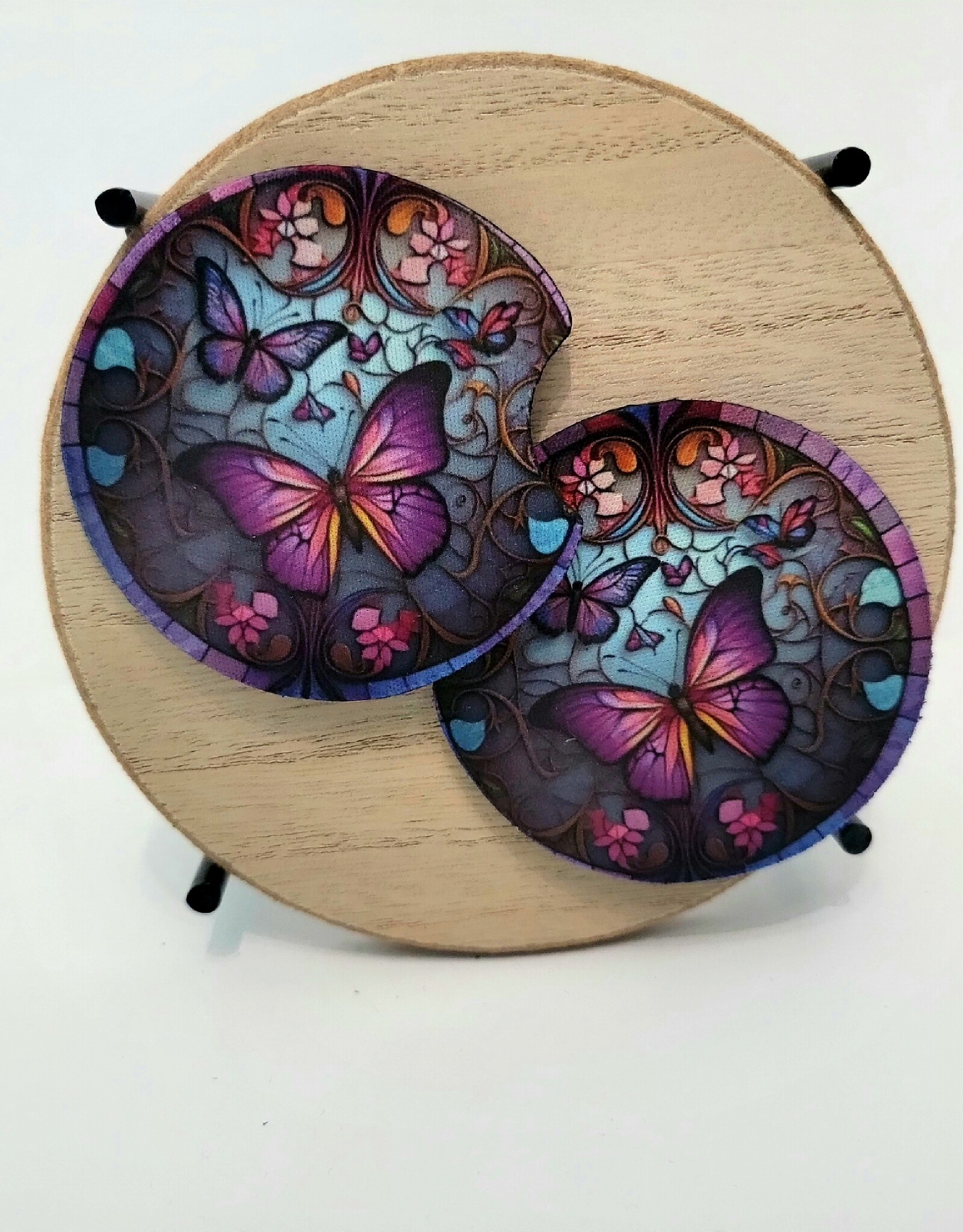 Carrie Criswell Purple Butterfly Car Coaster