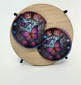 Carrie Criswell Purple Butterfly Car Coaster