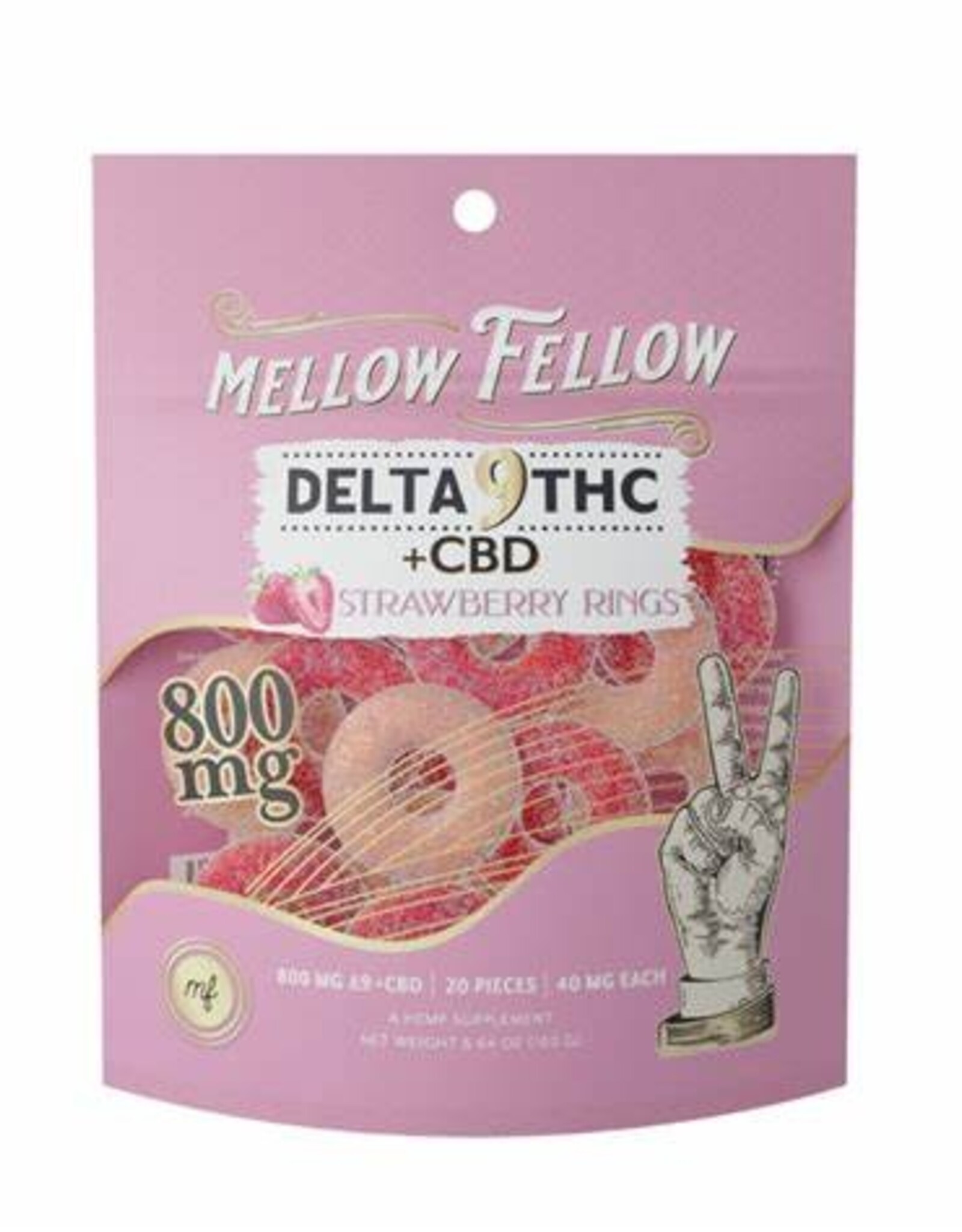 Mellow Fellow Mellow Fellow Delta 9 + CBD Strawberry Rings 800mg | 40mg each