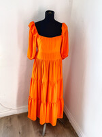 Orange summer back bow long dress