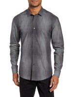 Vince Camuto Men's Vince Camuto Slim Fit Abstract Check Button-up Shirt, Size X-Large - Grey