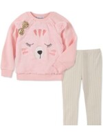 kids Headquarters Kids Headquarters Pink Fur Cat 2Pc Pants Set, 12m