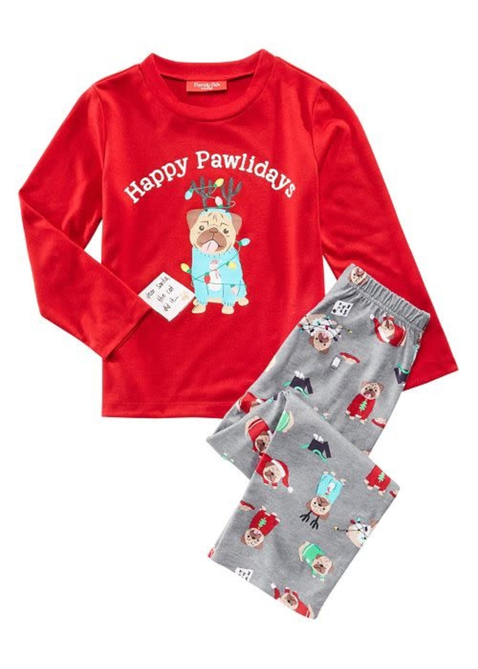 family Pajamas Family PJ Happy Pawliday 2 Pc Pajama Set, 2T/3T