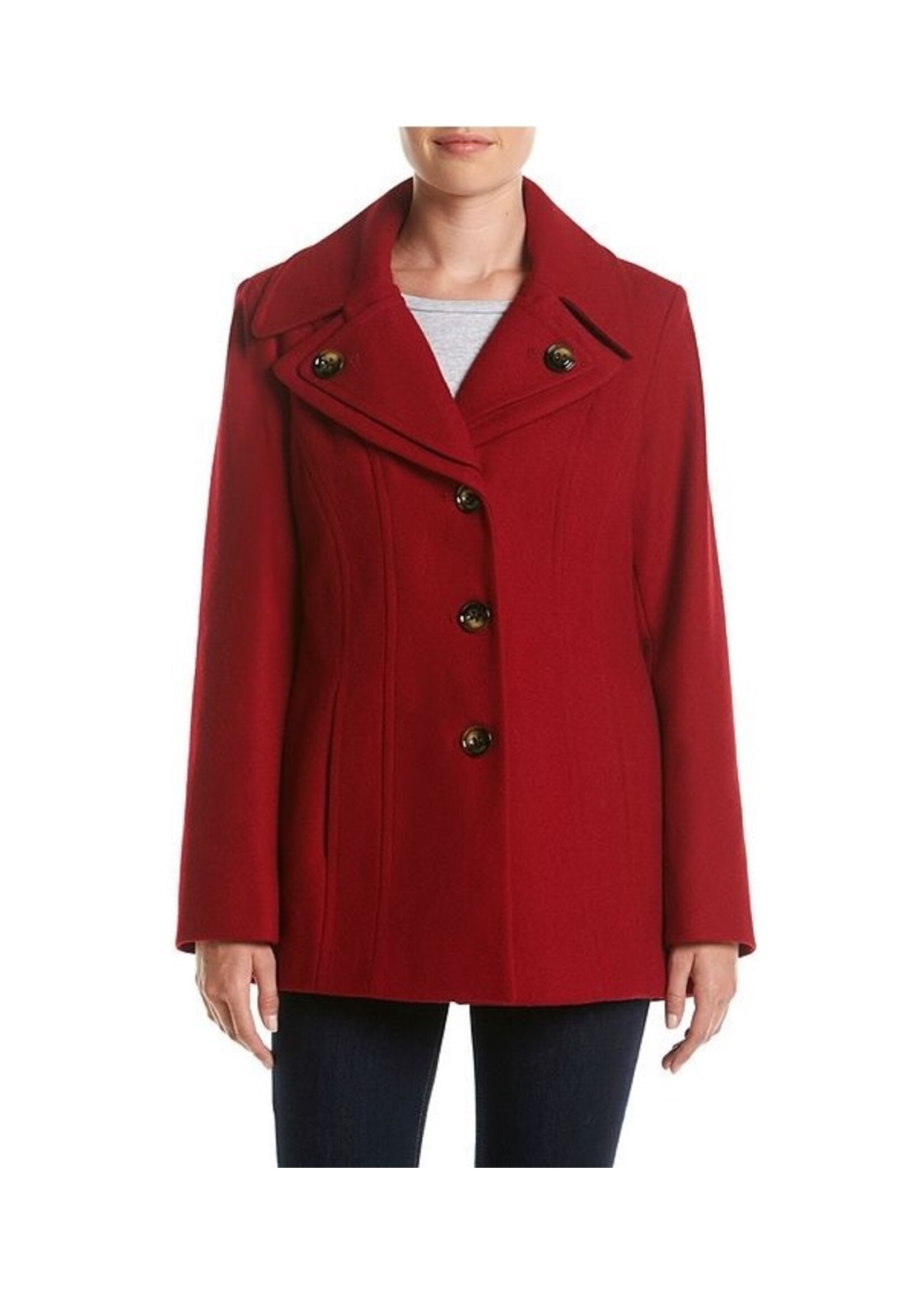 London Fog Womens Red Wool Blend Peacoat, S