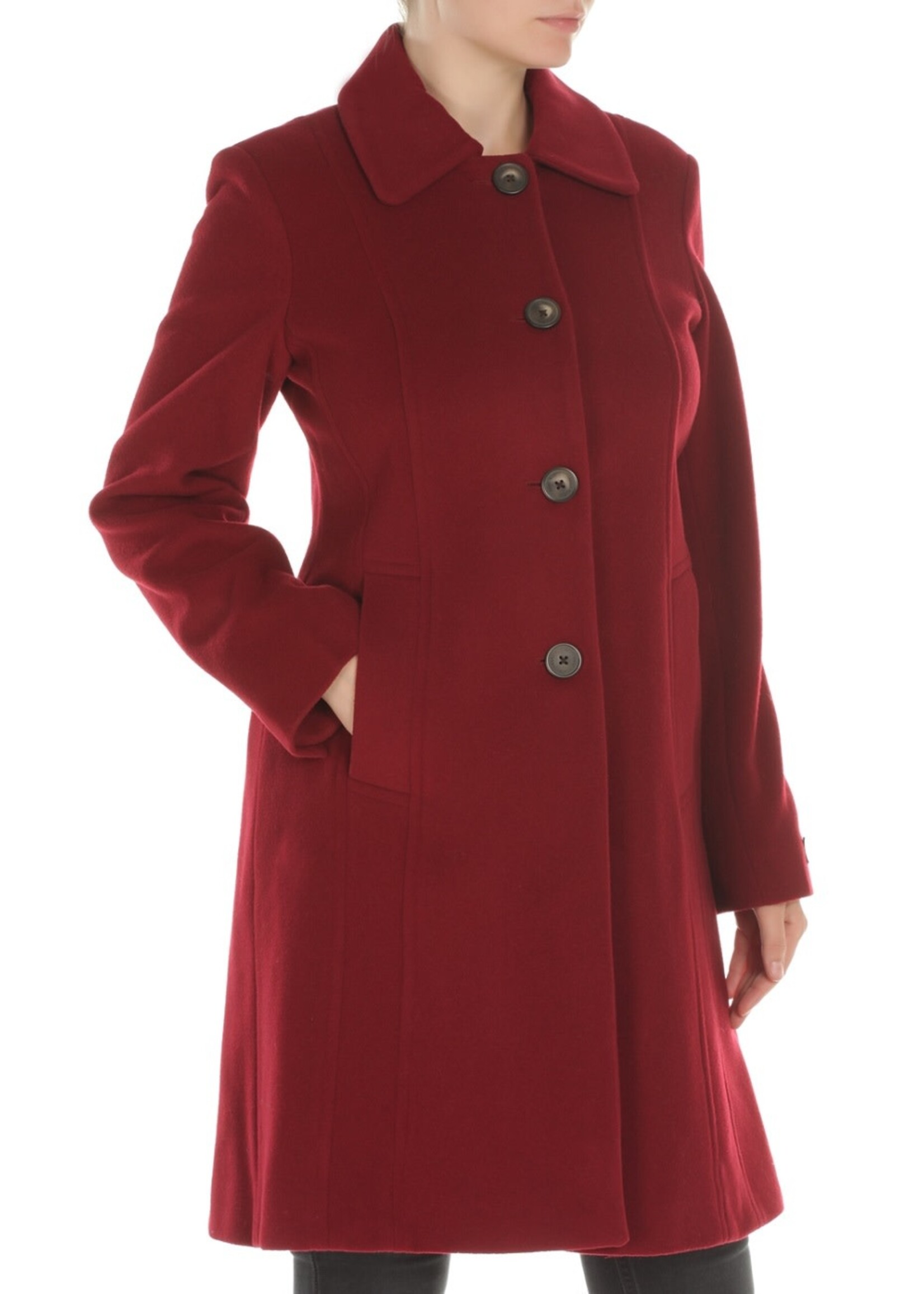 Anne Klein Wool-Cashmere-Blend Notched-Collar Walker Coat in Natural