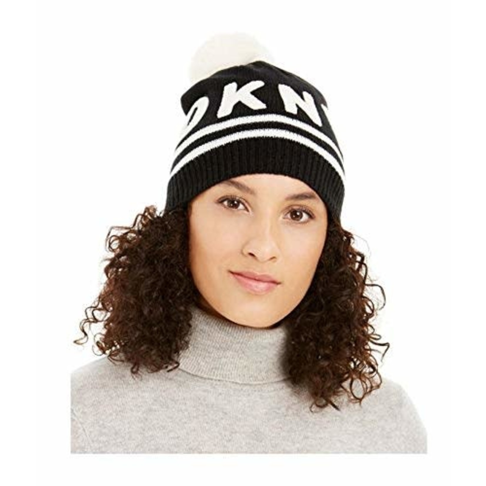 DKNY DKNY Pom Blk/Wht Beanie Hat