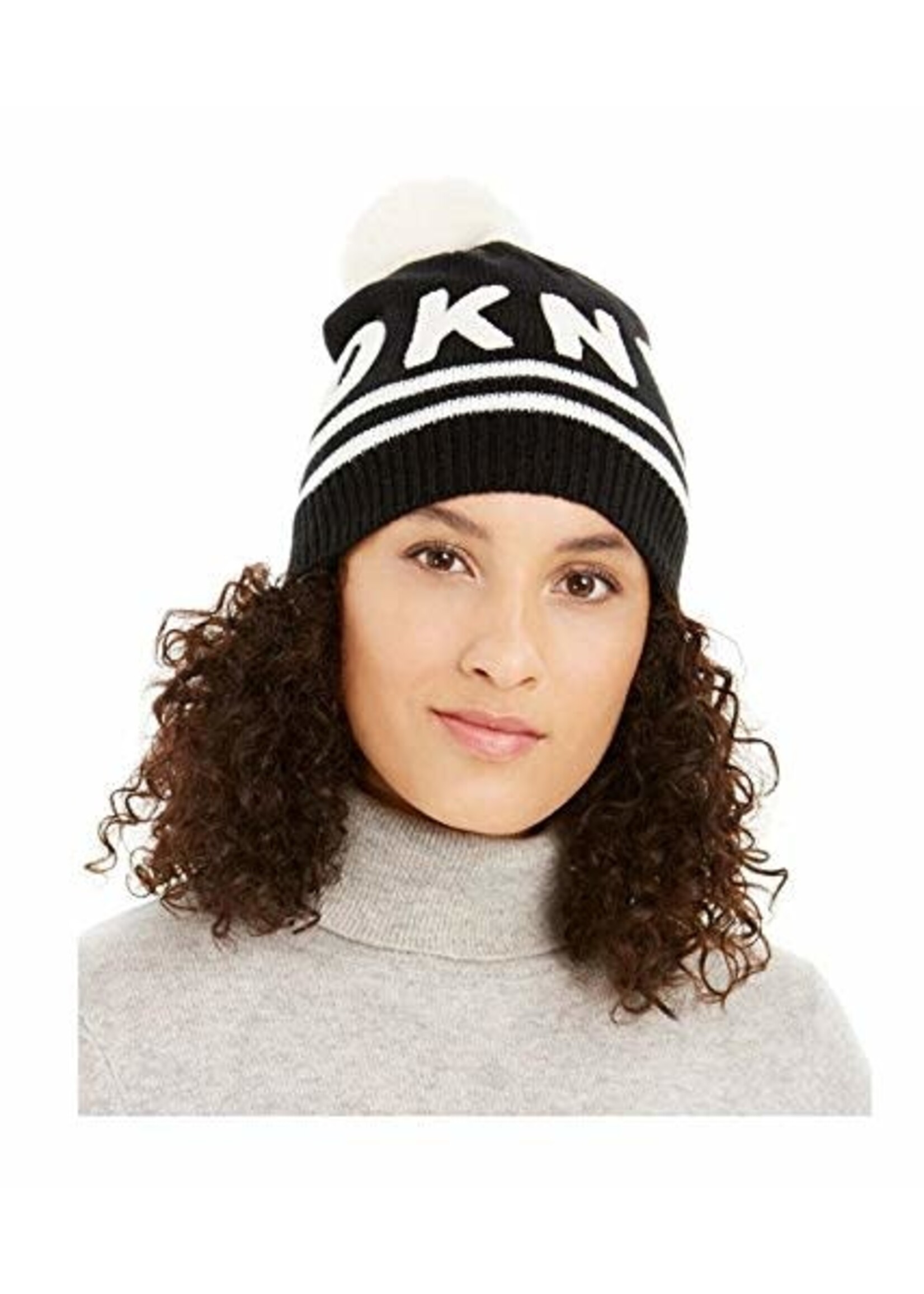 DKNY DKNY Pom Blk/Wht Beanie Hat