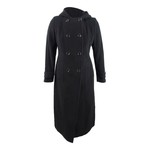 Anne Klein Black Wool/Cashmere Blend Long Coat w/ Hood, 18