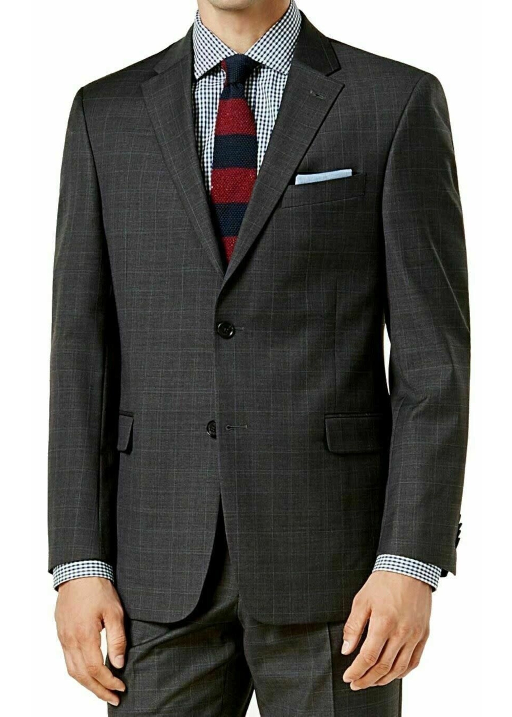 Tommy Hilfiger Tommy Hilfiger Mens Grey Wool Blend Sports Coat - 40R