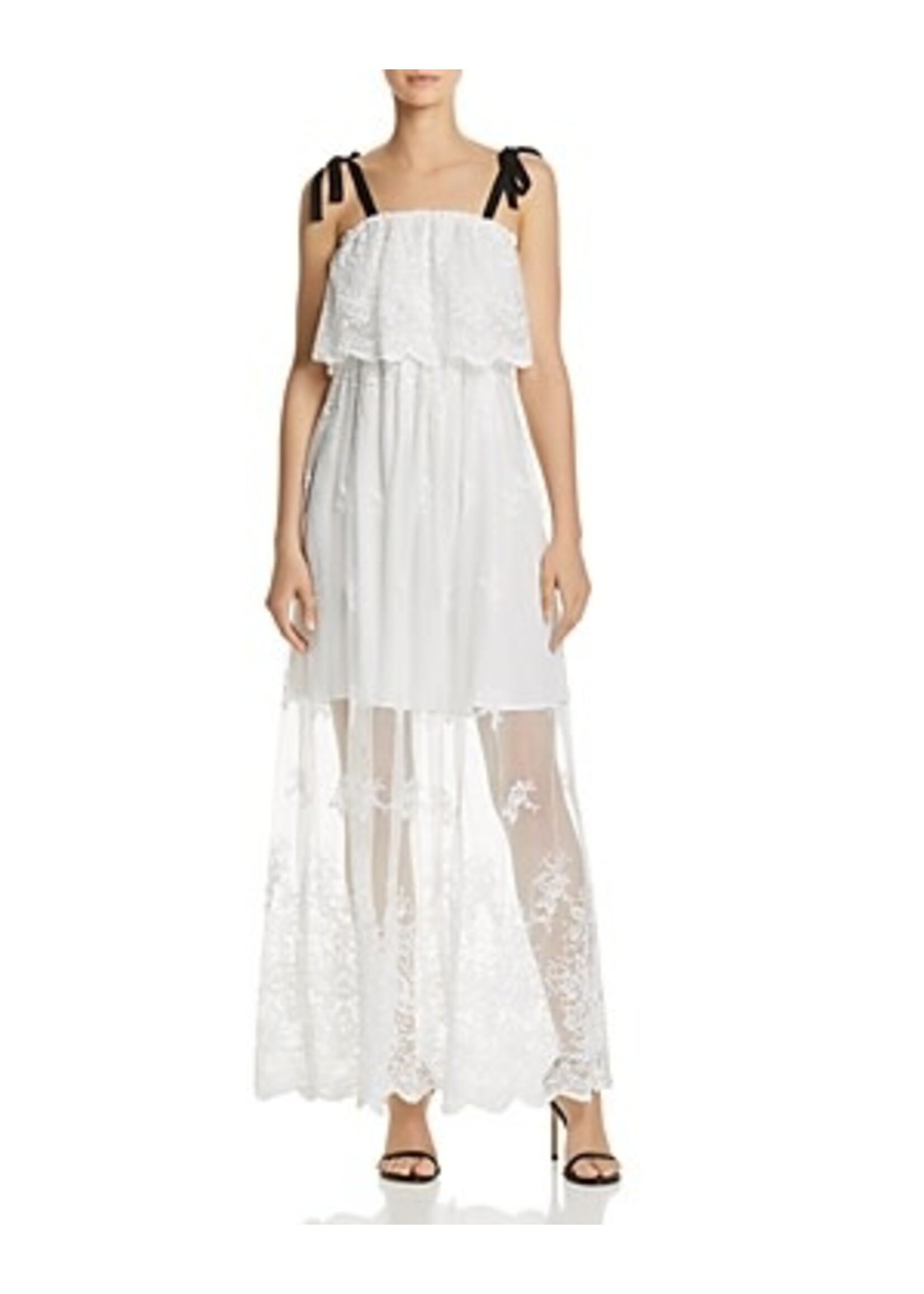 AQUA AQUA White Lace Maxi Dress, Small