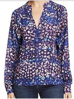 AQUA Aqua Women's Confetti Floral Smocked Top, Blue Multi