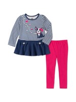 kids Headquarters Kids Headquarters Navy/Wht Dog Tunic 2Pc Set, 6/9m